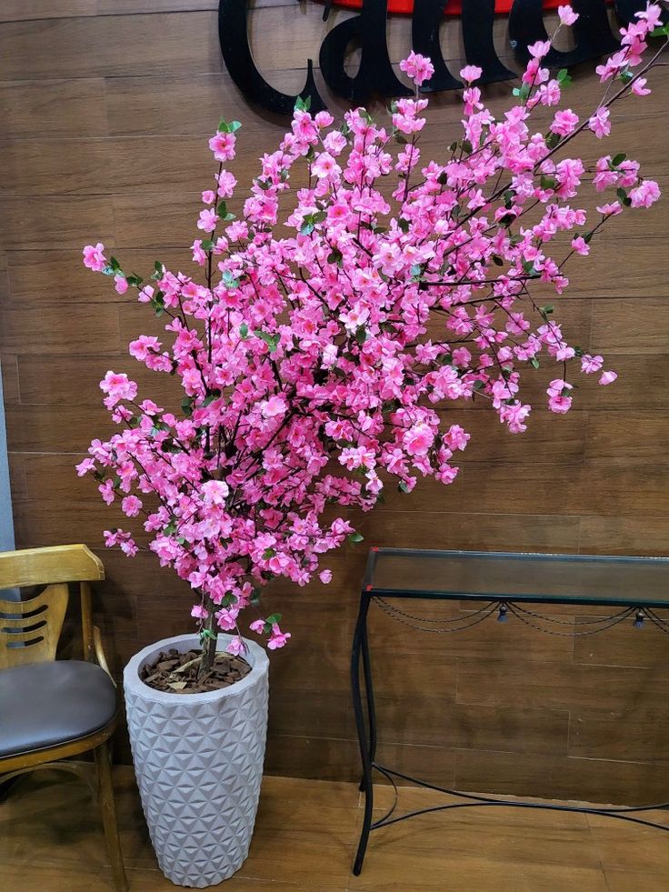Standing large peach tree cherry tree artificial flower wedding hotel exhibition living room decoration