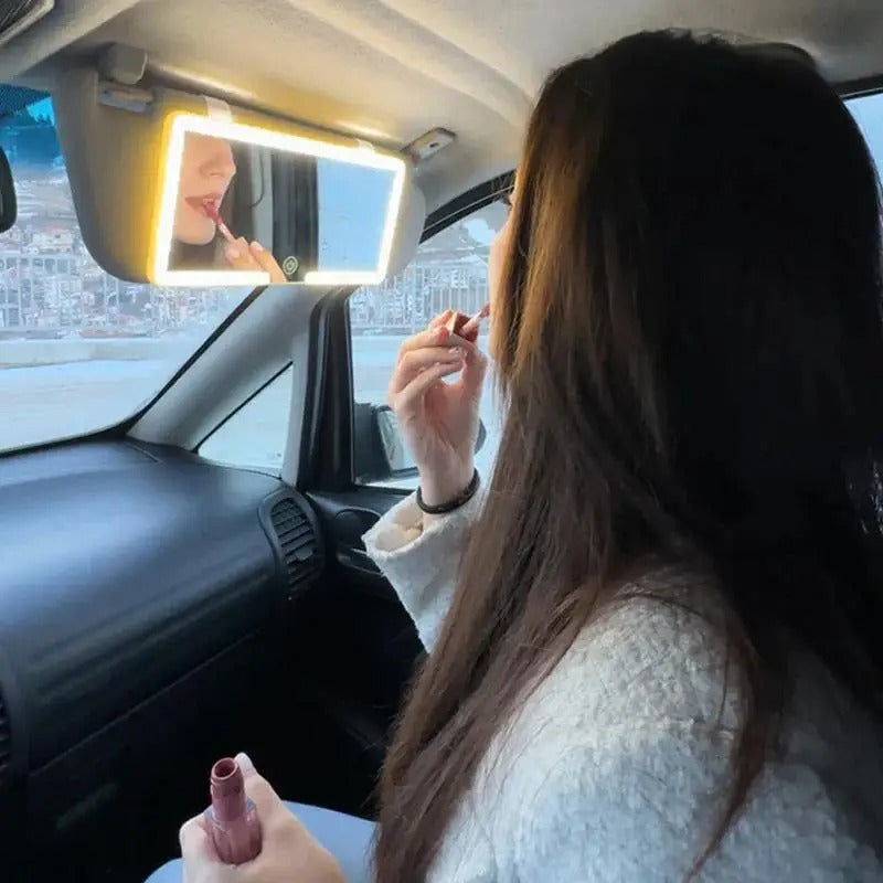 Car interior mirrors LED HD Makeup mirror for girls Women Rechargeable fill light Universal slim makeup mirror