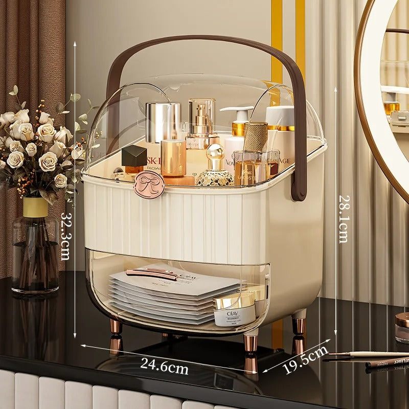 Lightweight luxury cosmetics storage box, dustproof, large capacity with lid, high-quality storage box for desk, lipstick vanity