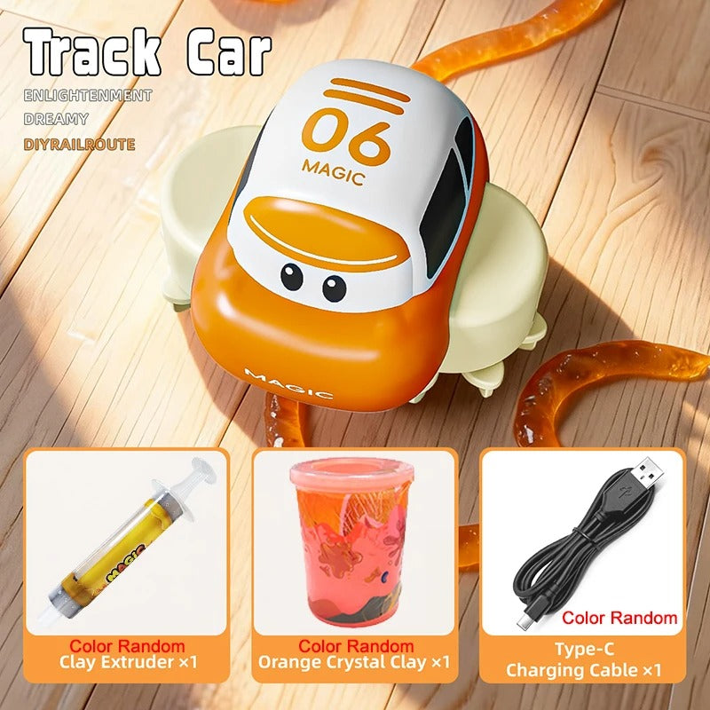 DIY Assemblable Variable Race Track Toy Car, Educational Electric Mini Car with Crystal Mud Track
