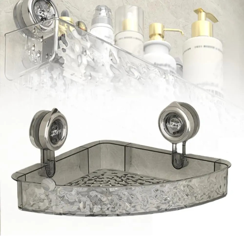 Storage rack with corrugated suction cup New, non-drilling, wall-mounted bathroom storage rack with suction cup for shower kitchens