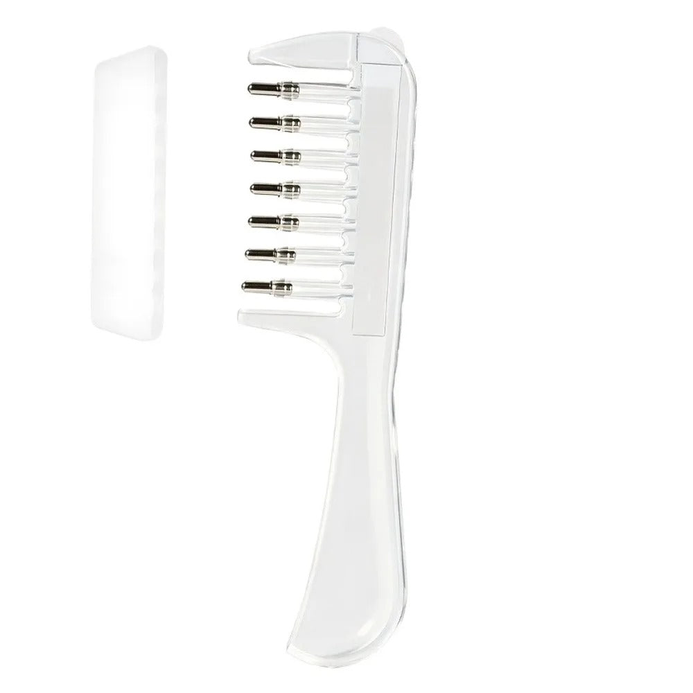 Hair oil applicator comb with a built-in liquid reservoir and roller/massage