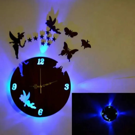 3D Fairy Wooden Wall Clock Ideal for Bedroom or Office Decor