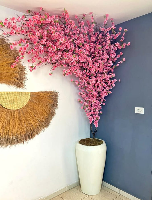 Standing large peach tree cherry tree artificial flower wedding hotel exhibition living room decoration