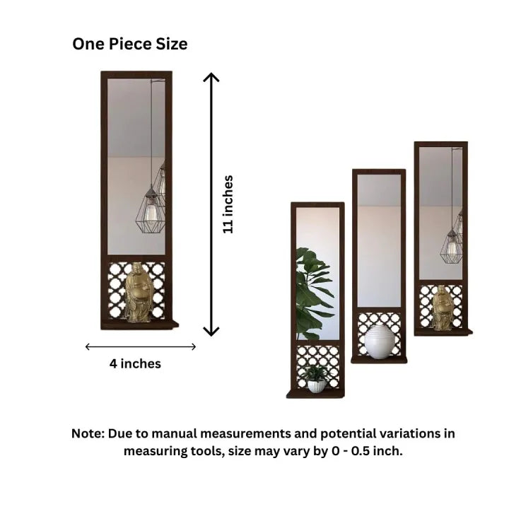 3 pc wooden shelf with mirror