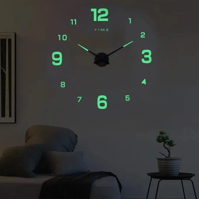 Night Light Wall Clock, Big size Glow in The Dark Wooden Wall Clock, Battery Operated Luminous Wall Clock