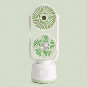 Rechargeable Dual Head Cooling Mist Fan, Children's Student Fan, Desktop Water Mist Fan