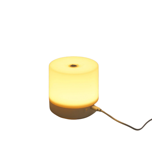 Night Light - Dimmable USB Rechargeable Desk Lamp with Adjustable Brightness, Modern White Cylindrical Design for Bedroom, Living Room, and Office Ambiance