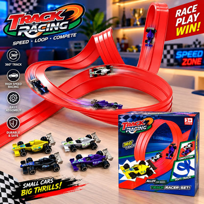Flexible Race Track Kids Toy DIY Double Lane Racing Car Ramp