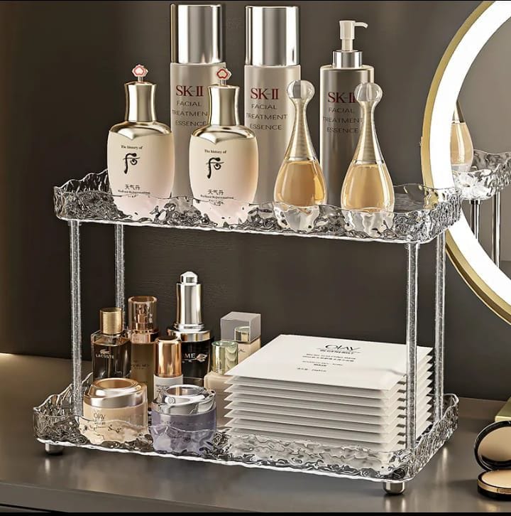 2 Layer Luxury Water ripple Style Acrylic multipurpose storage rack