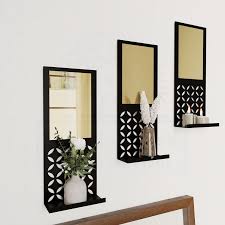 3 pc wooden shelf with mirror