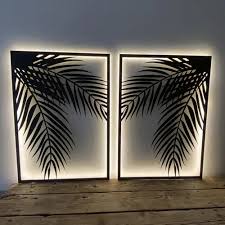 3D Bamboo leaf Wall Decor Art with Neon Light