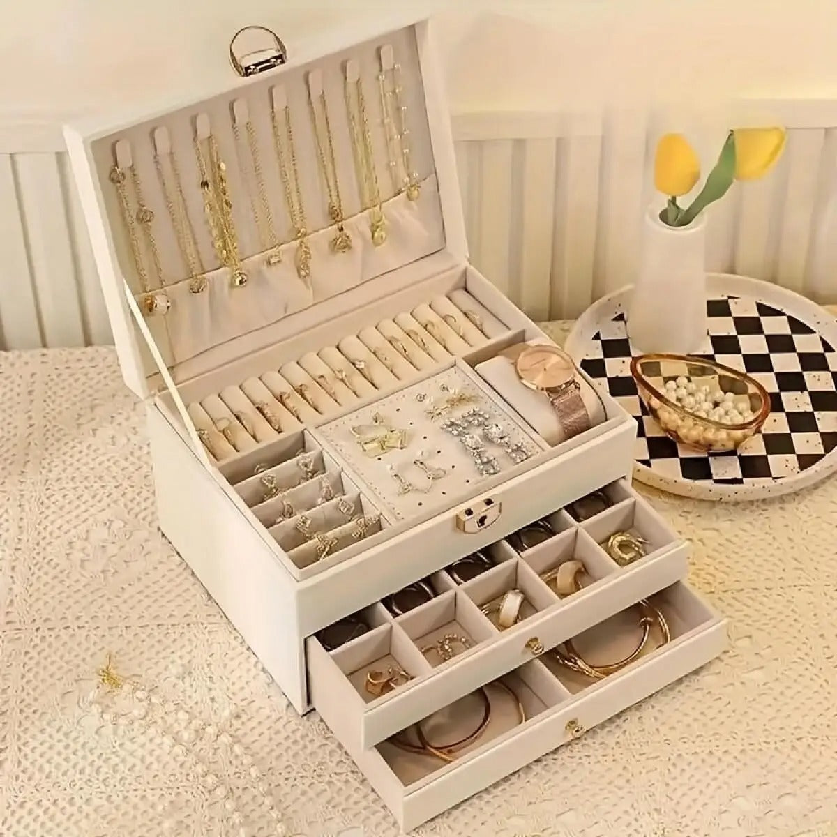 3 tier luxury jewellery box