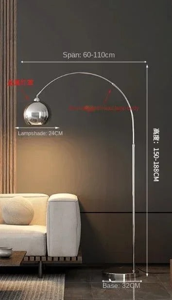 Modern simple LED floor lamp Nordic chrome large floor lamp