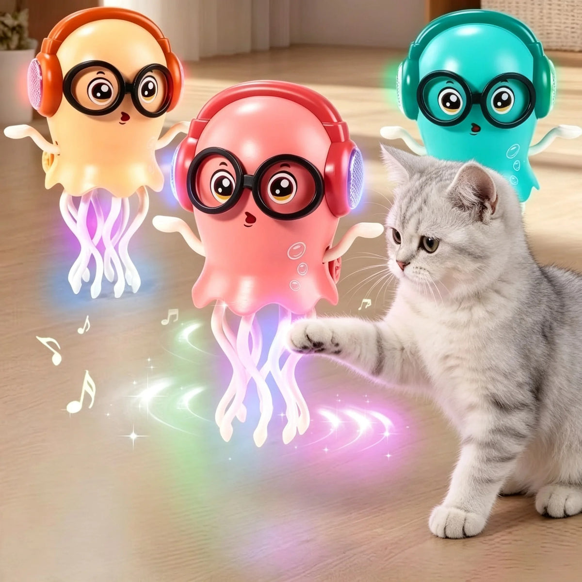 LED-powered, crawling, dancing jellyfish toy