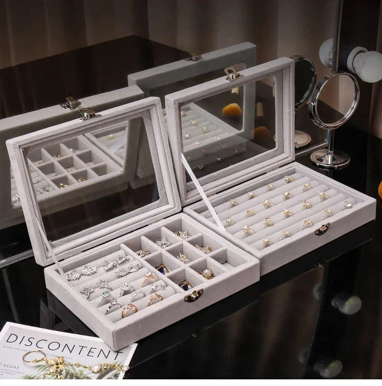 New velvet and glass jewelry storage box