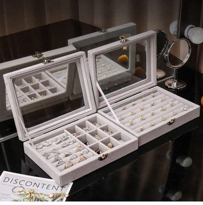 New velvet and glass jewelry storage box
