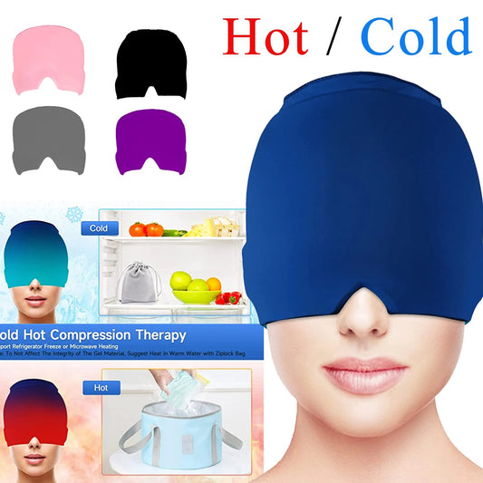 Migraine Gel Ice Cap Hot Cold Hat for Wrap Face Eye Mask Pressure Massage Care Sleep Tool Pain Relief