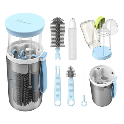Portable Bottle Brush Set Silicone Bottle Brush Nipple Brush Drain Rack for Travel
