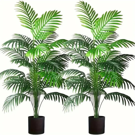 24-Leaves Areca Palm Artificial Plants Trees in Pot Plastic Green Fake Plant Tree Bonsai for Room Home Indoor Outdoor Decoration