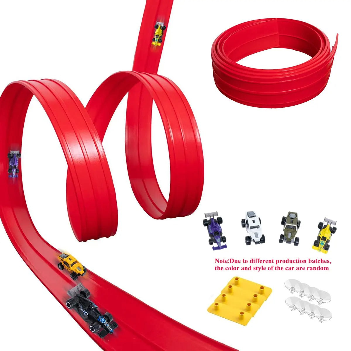 Flexible Race Track Kids Toy DIY Double Lane Racing Car Ramp