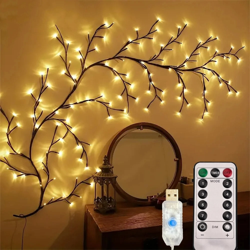 1.6 meter long 72 led bulb USB Tree Branch Lamp Bedroom Wall Decor Willow Vine Light Strip 8 Lighting Modes DIY Mood Light Home Lighting