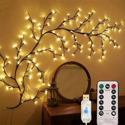 1.6 meter long 72 led bulb USB Tree Branch Lamp Bedroom Wall Decor Willow Vine Light Strip 8 Lighting Modes DIY Mood Light Home Lighting