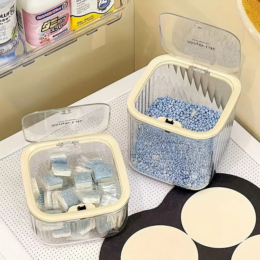 push button desktop organizer with lid