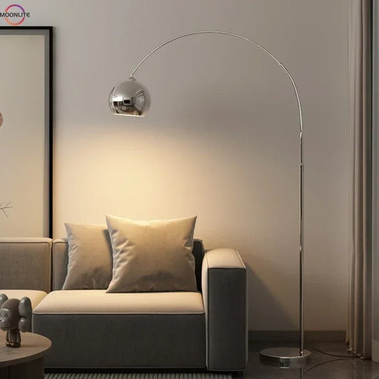 Modern simple LED floor lamp Nordic chrome large floor lamp