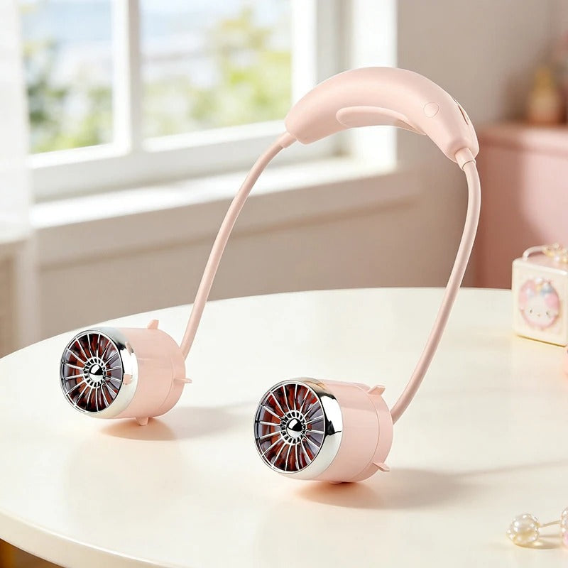 2026 New Cartoon Neck Fan, Flexible Hose, Adjustable Angle, USB Rechargeable Portable Mini Fan for Outdoor Sports Travel