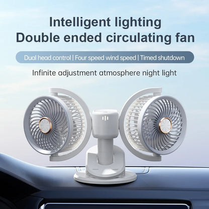 Dual head, independent control, multi-angle fan, vertical/clip-on, height adjustable