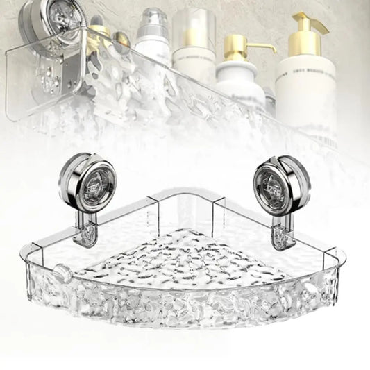 Storage rack with corrugated suction cup New, non-drilling, wall-mounted bathroom storage rack with suction cup for shower kitchens