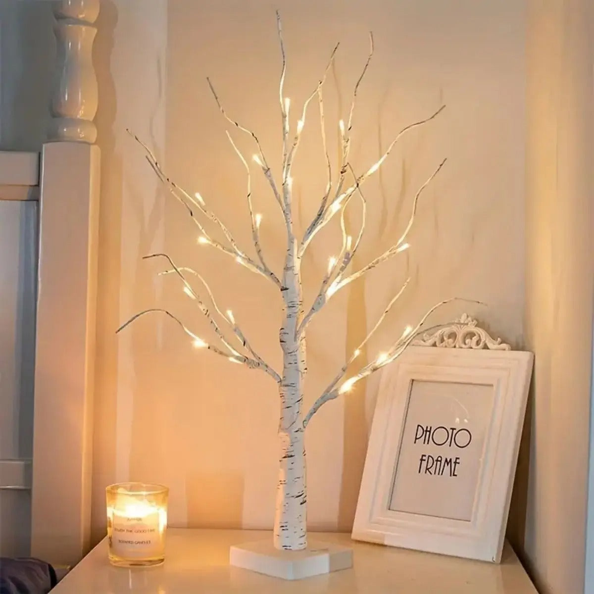 Birch tree lamp with 3 battery packs led lamp