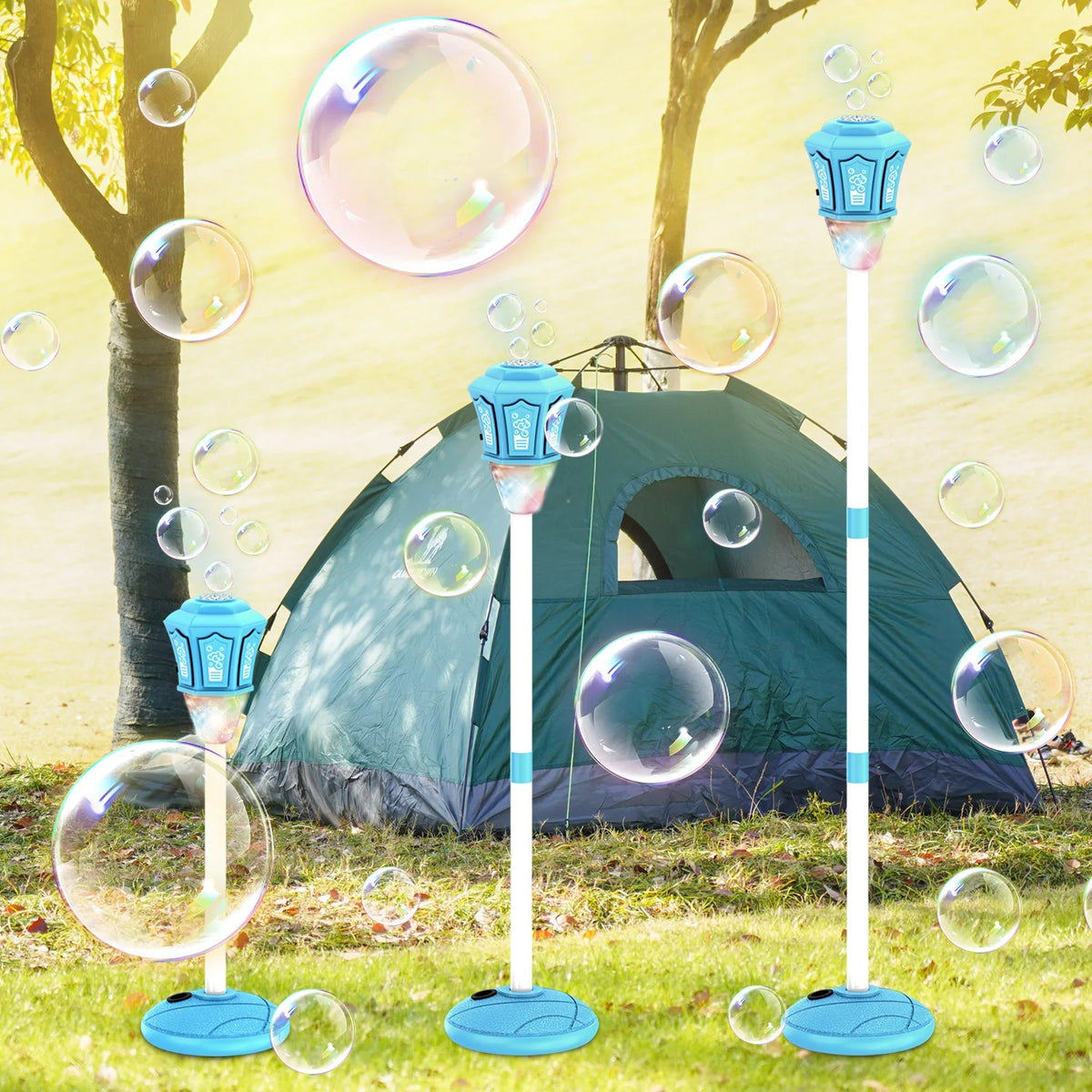 Street Lamp Electric Bubble Machine Automatic Bubble Blower with Lights