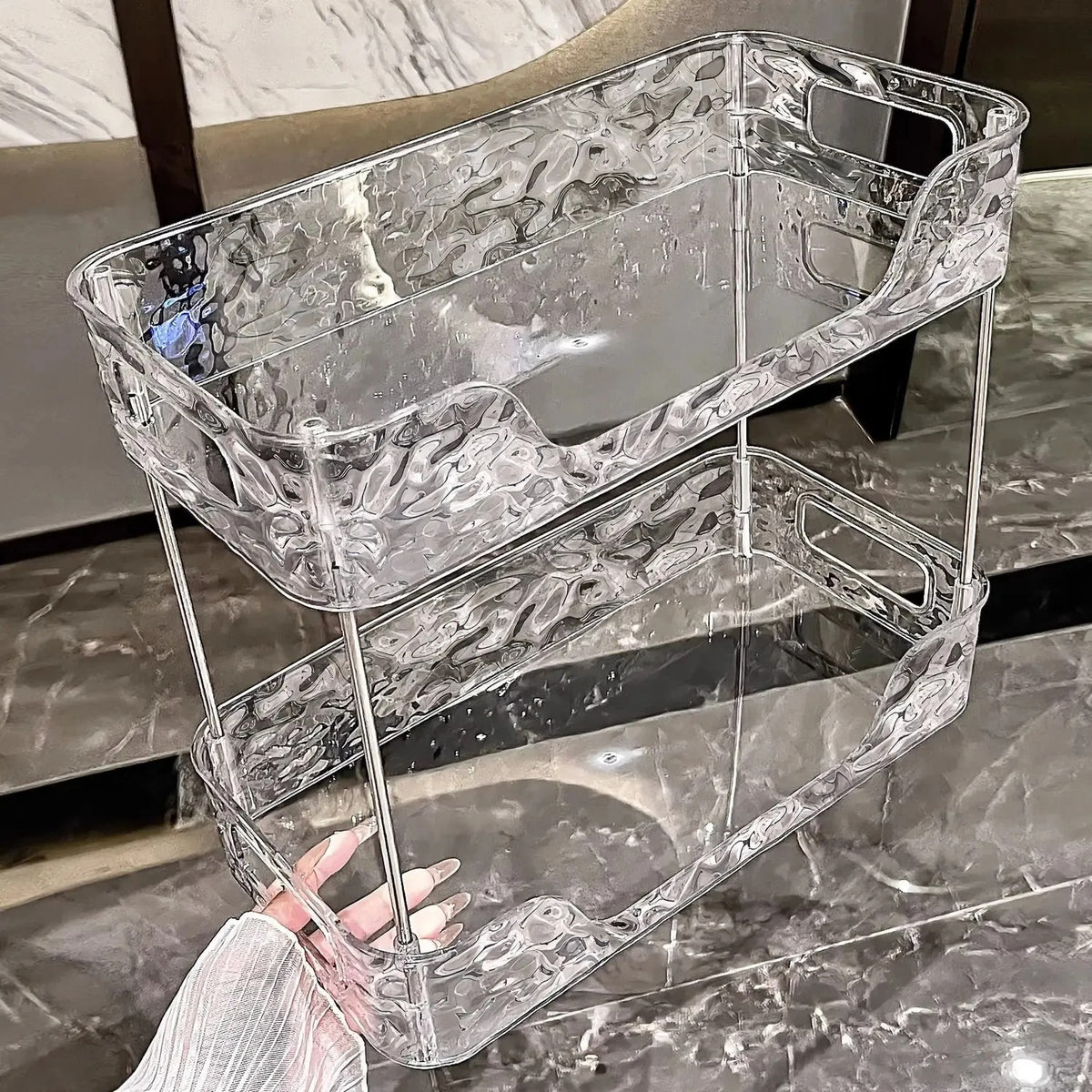 2 Layer Luxury Water ripple Style Acrylic multipurpose storage rack
