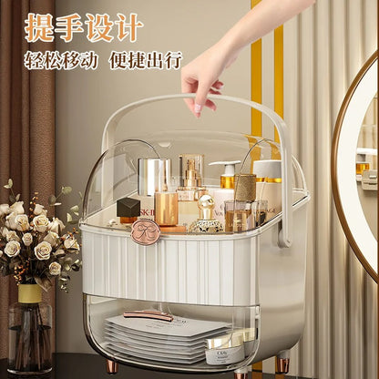 Lightweight luxury cosmetics storage box, dustproof, large capacity with lid, high-quality storage box for desk, lipstick vanity