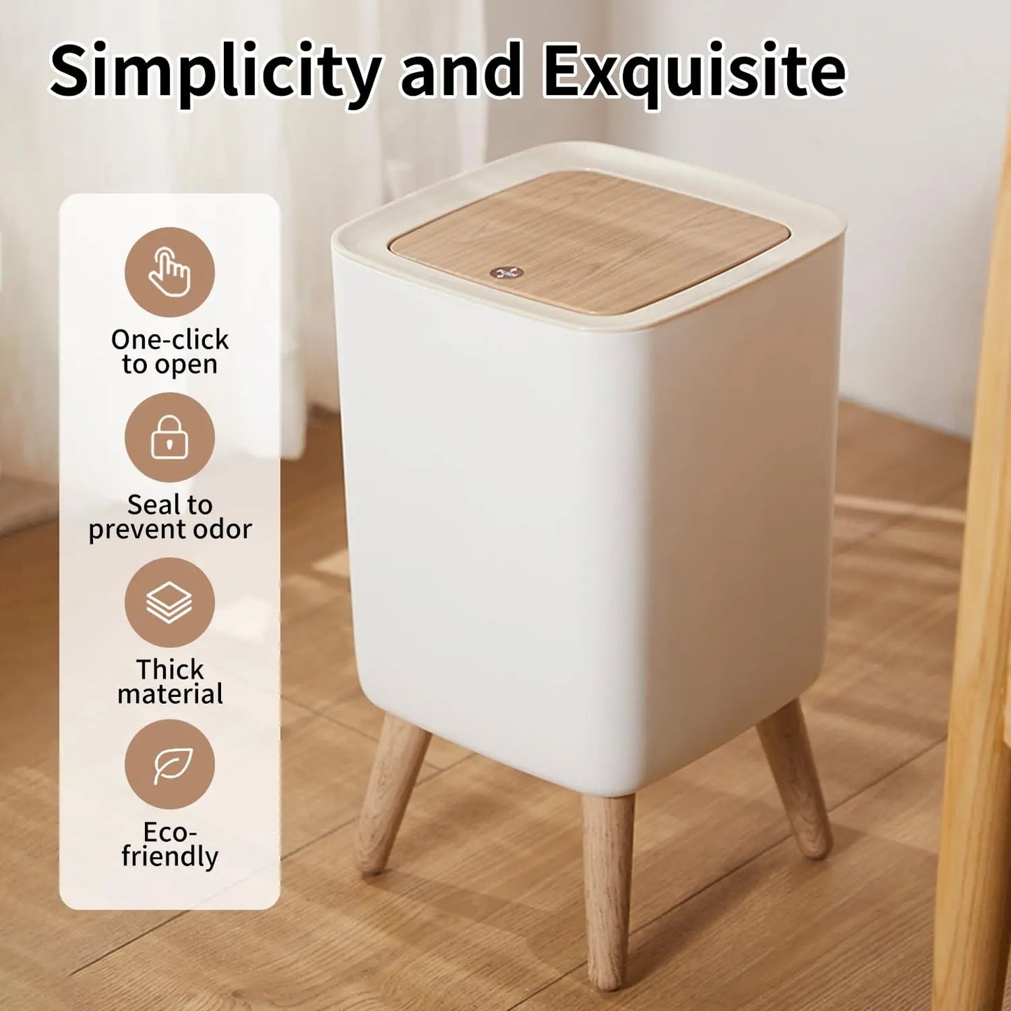 Mini trash can with push lid