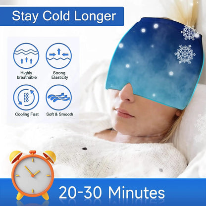 Migraine Gel Ice Cap Hot Cold Hat for Wrap Face Eye Mask Pressure Massage Care Sleep Tool Pain Relief