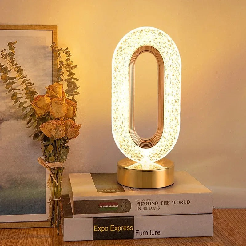 Touch Control 3D Crystal Track Night Light Girls Room Home Decor Aesthetic USB Bedside Table LED Ambient Table 3D Moon Lamp
