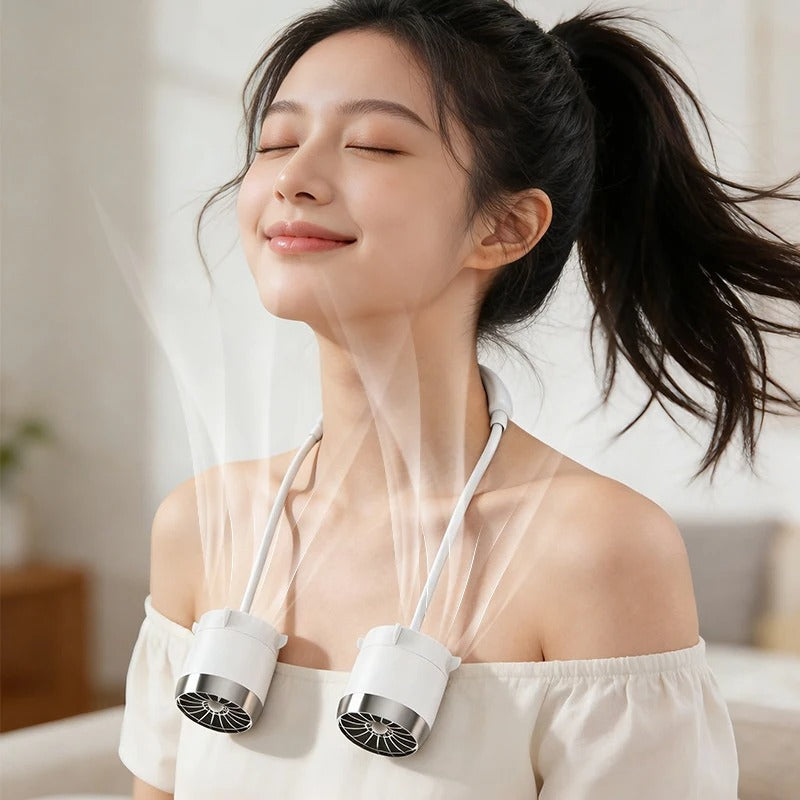 2026 New Cartoon Neck Fan, Flexible Hose, Adjustable Angle, USB Rechargeable Portable Mini Fan for Outdoor Sports Travel