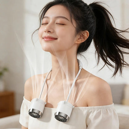 2026 New Cartoon Neck Fan, Flexible Hose, Adjustable Angle, USB Rechargeable Portable Mini Fan for Outdoor Sports Travel