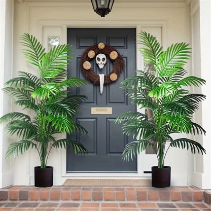24-Leaves Areca Palm Artificial Plants Trees in Pot Plastic Green Fake Plant Tree Bonsai for Room Home Indoor Outdoor Decoration