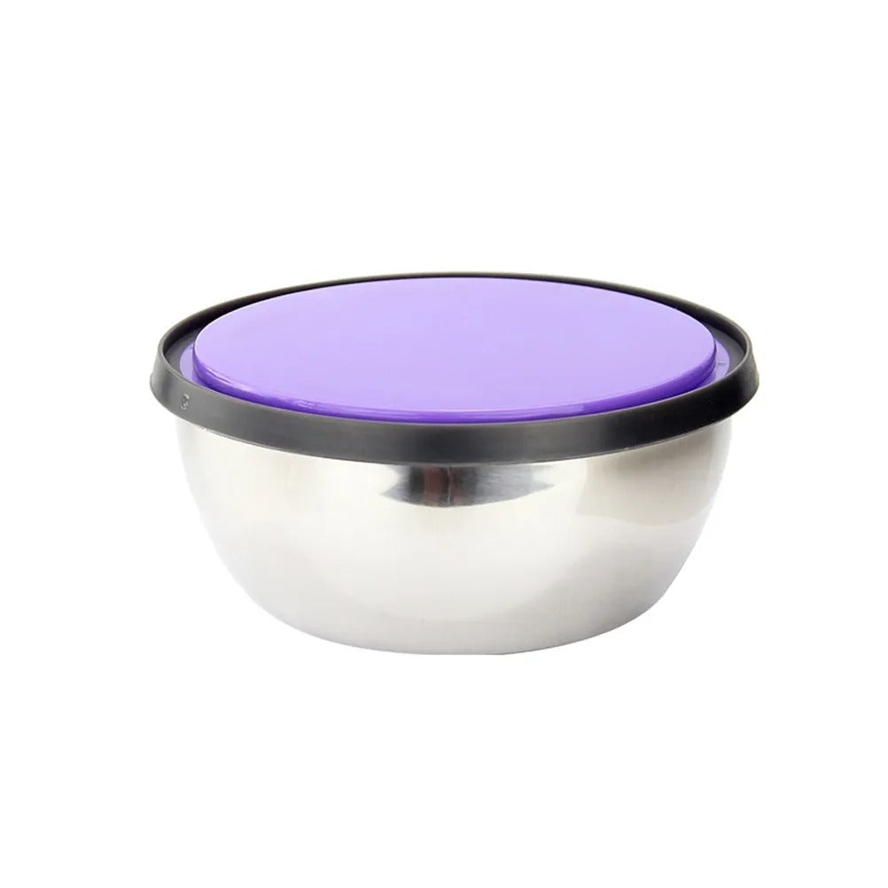 Set of 3 nesting stainless steel food containers with leak-proof lids, stackable, space-saving, for lunch and picnic