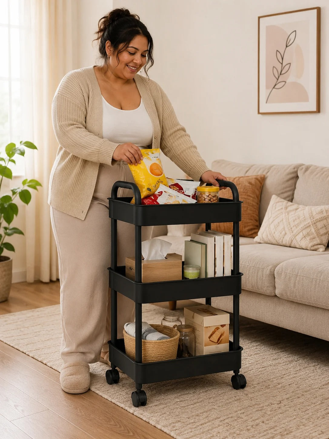3 Tier Fiber Plastic Trolley