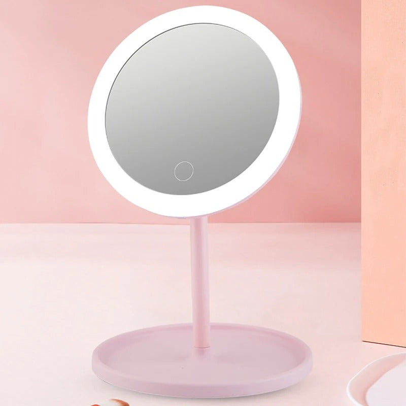 LED Cosmetic Mirror With Dimmable, Rotating, and Memory Functions - USB Cosmetic Mirror With Monochrome