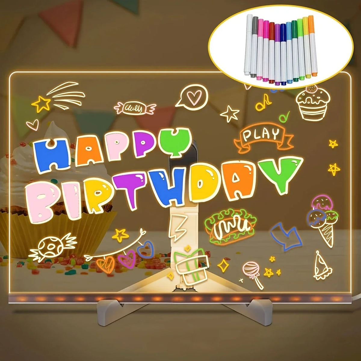 LED Notice Board DIY Acrylic Message Board Kids Drawing Board