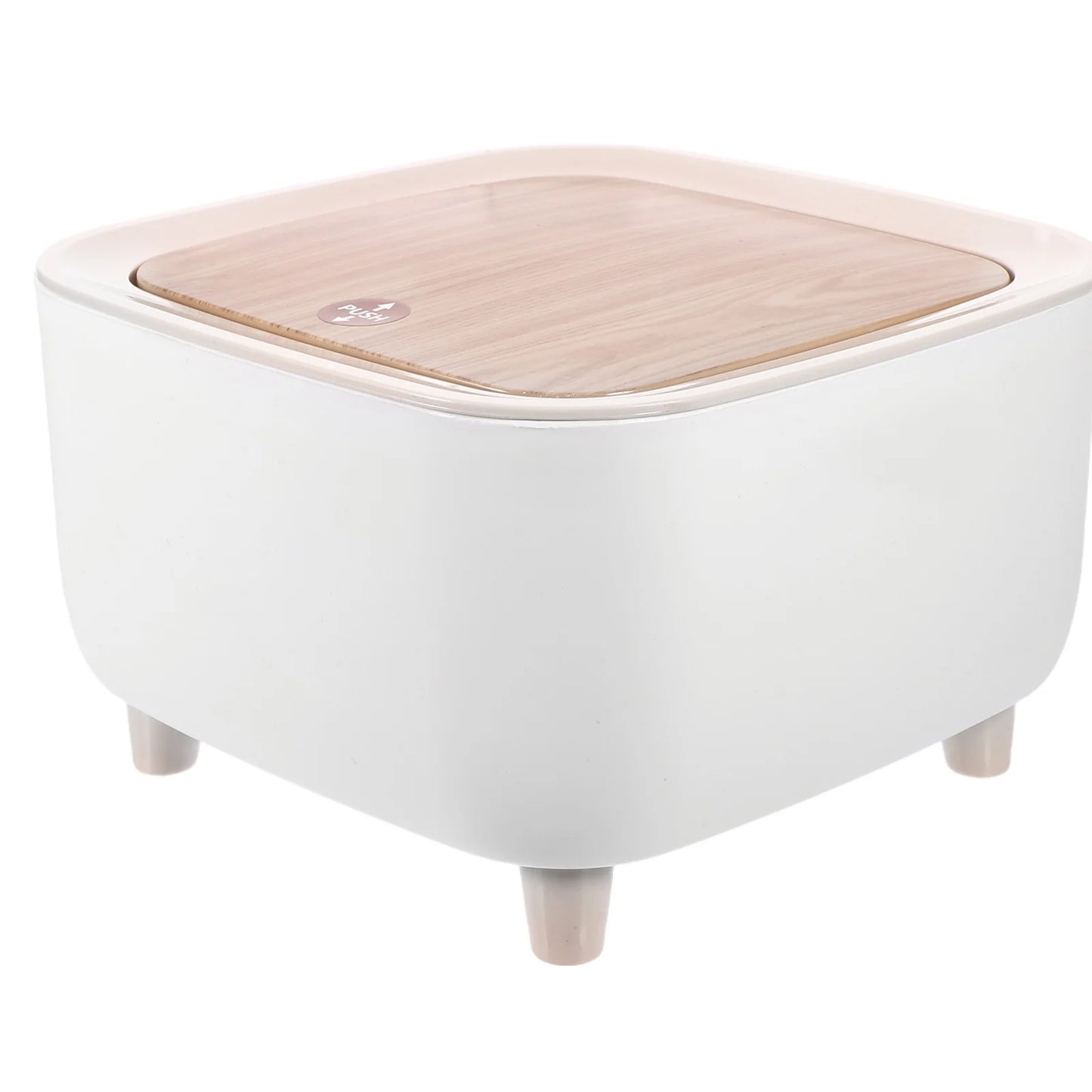 Mini trash can with push lid