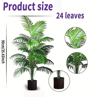 24-Leaves Areca Palm Artificial Plants Trees in Pot Plastic Green Fake Plant Tree Bonsai for Room Home Indoor Outdoor Decoration