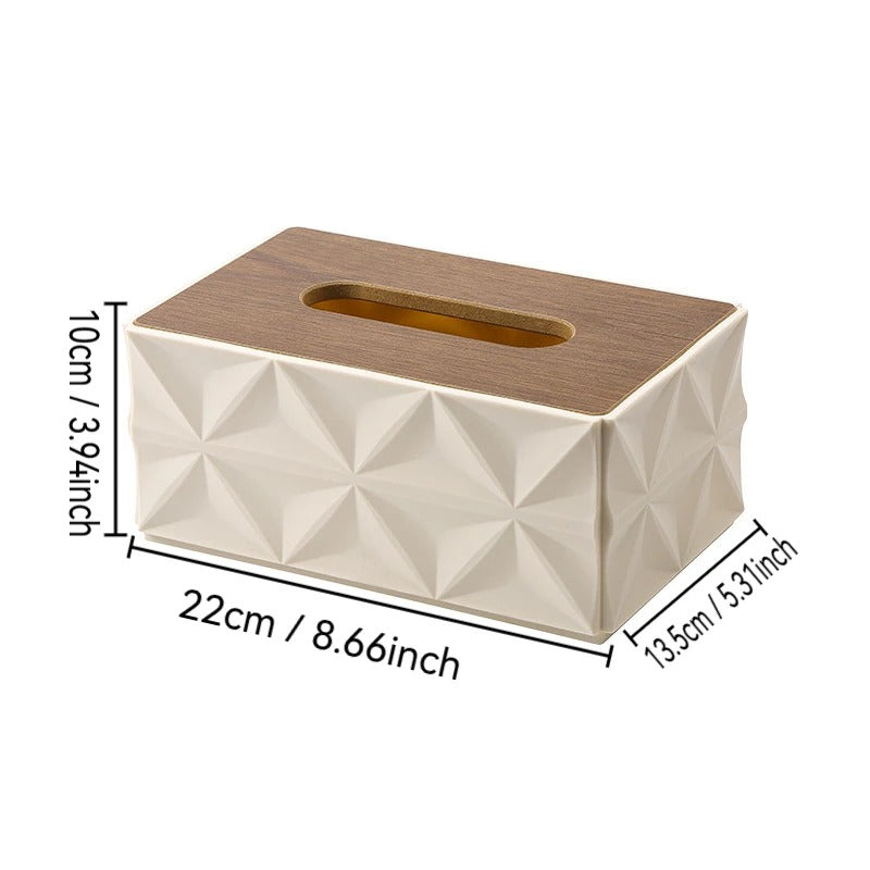 Large Capacity Wrinkle Tissue Box, Minimalist Desktop Organizer with Thick Solid Wood Lid, Space-Saving Home Storage Decor