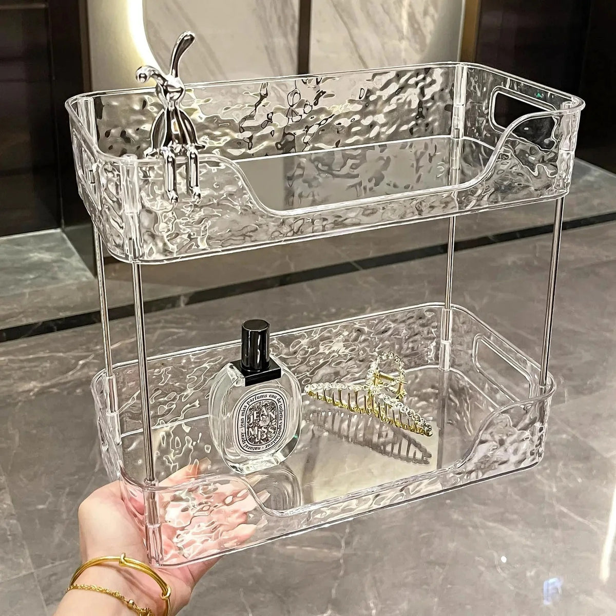 2 Layer Luxury Water ripple Style Acrylic multipurpose storage rack